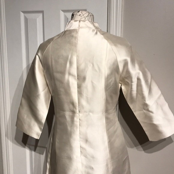 ✅Vintage Mock Mandarin Tunic Shiny Shirt sheath iridescence holographic Shift - Picture 6 of 6